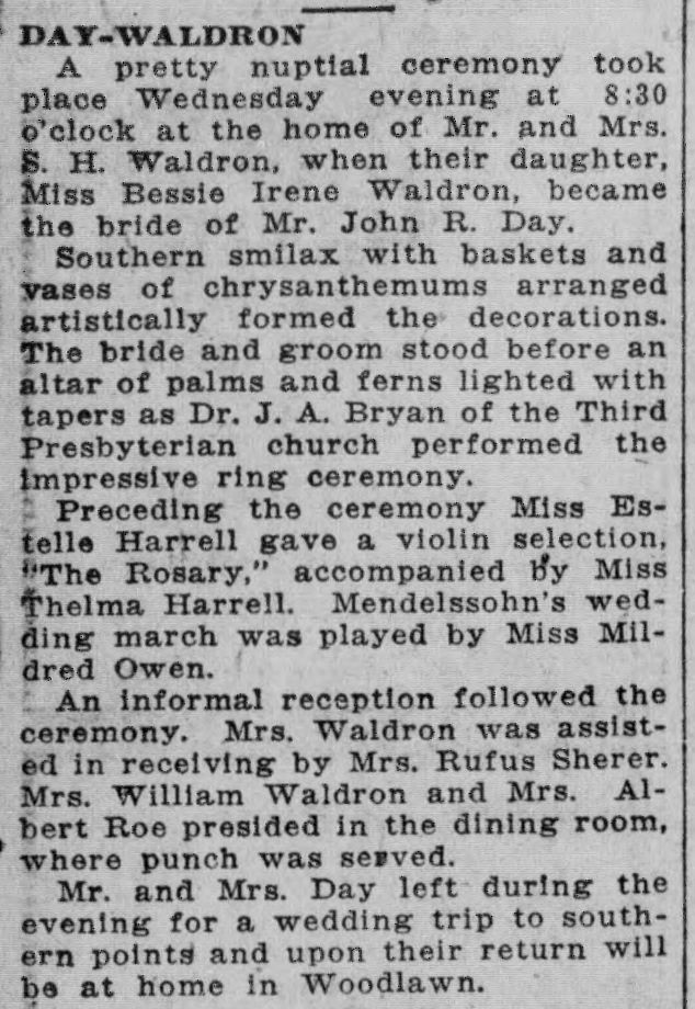 Bessie Irene Waldron-John R. Day